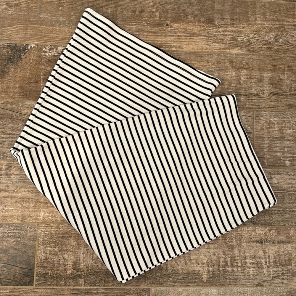 black and white striped bodycon maxi skirt.